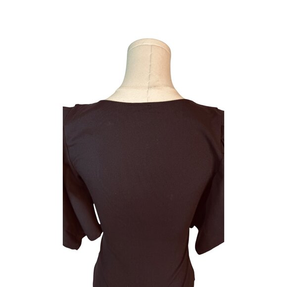 NWOT Free People XS Black Va Va Voop Plunge Neck Puff Sleeve Bodysuit - Picture 9 of 11